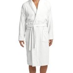 White Checkered Terry Shawl Collar Robe