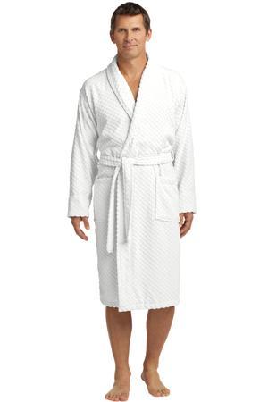 Port Authority White Checkered Terry Shawl Collar Robe